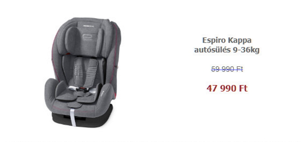 30 termék 20% kedvezménnyel - Espiro Kappa autósülés 9-36kg 30 termék 20% kedvezménnyel - Espiro Kappa autósülés 9-36kg